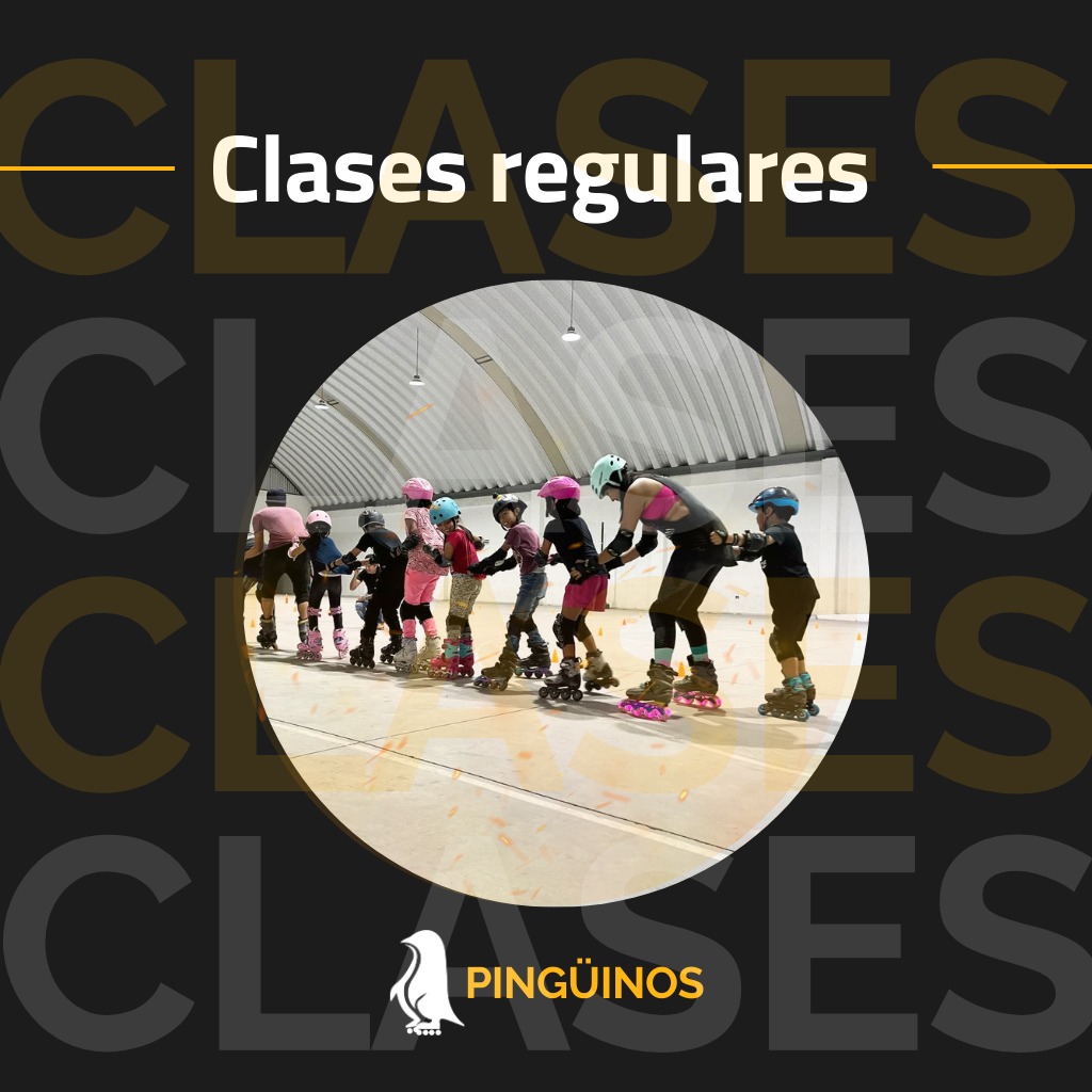 Clase de patinaje regular — alumnos en pista